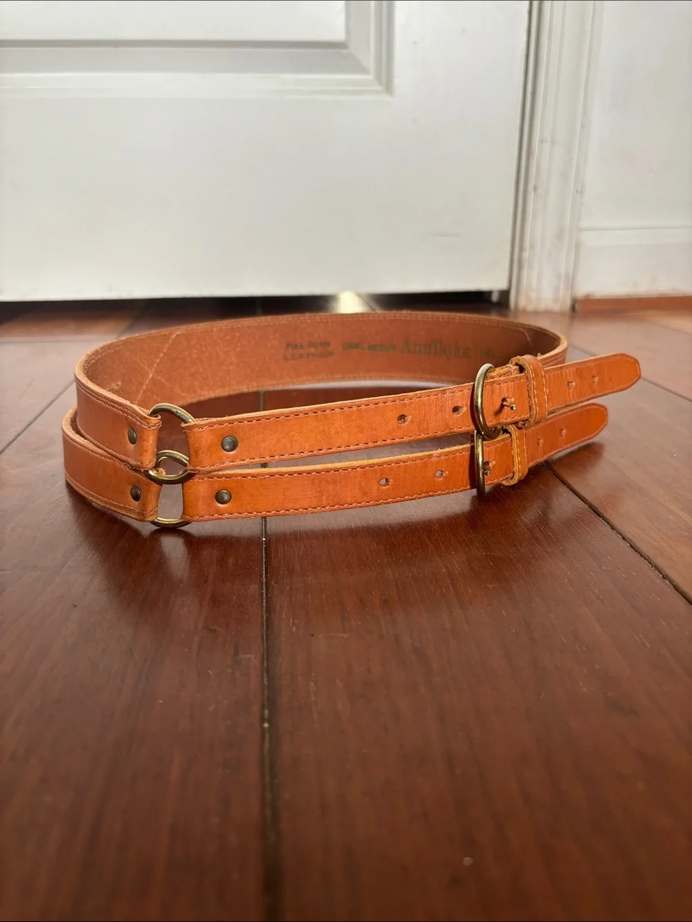 Ann Taylor Double Strap Tan Leather Belt S/M